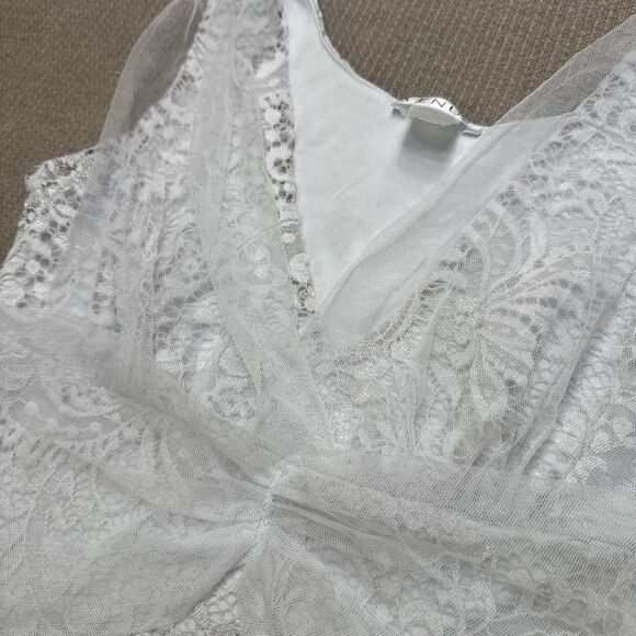 Venus White Fairy Grunge Y2K Fitted Lace Tulle Stretch Tank Top XS Cottage Boho - Picture 5 of 6